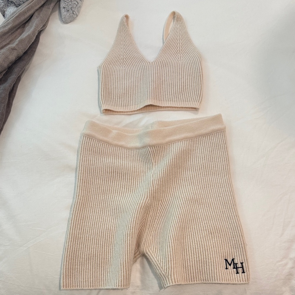 Madhappy Cream Ribbed Knit Set